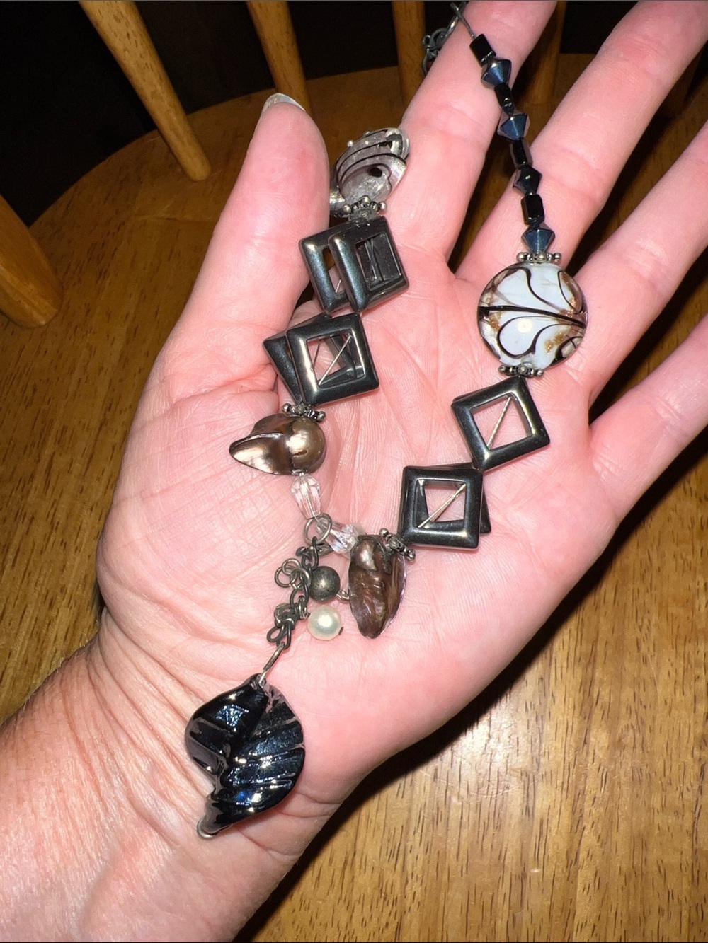 Vintage BOHO Blown Glass Stylish Black and Gold Women’s Necklace